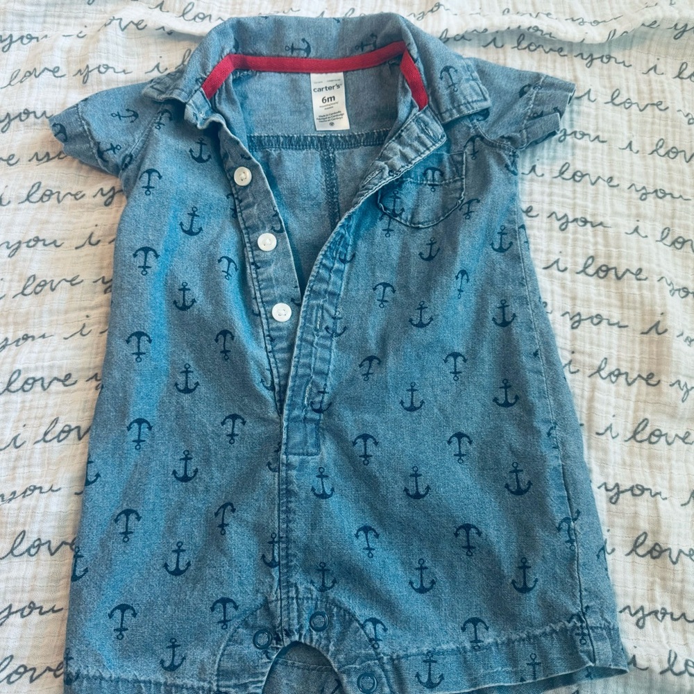 6 month Carter boy one piece romper